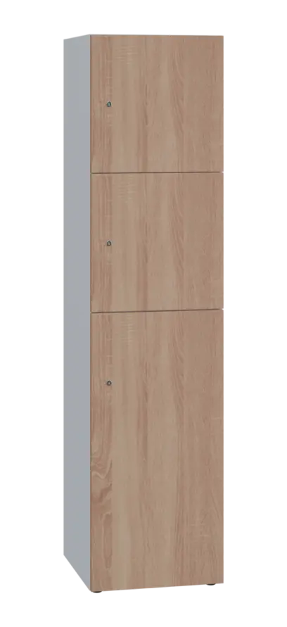 DOMINIT 432 úložná skříň 3-boxová, 1817x450x400 mm, korpus bílý, dvířka dub bardolino